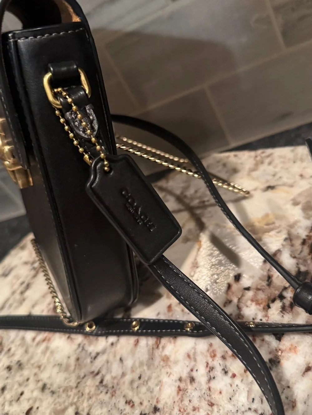 COACH Tall Studio Crossbody in Black Glovetanned Leather (Style CA057)